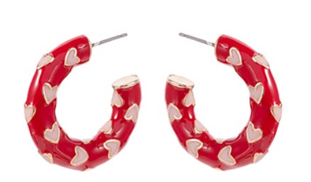 Color Coded Metal Heart Hoops
