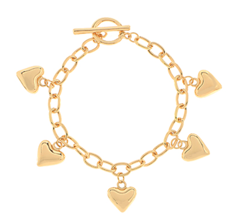 Heart Charm Station Bracelet