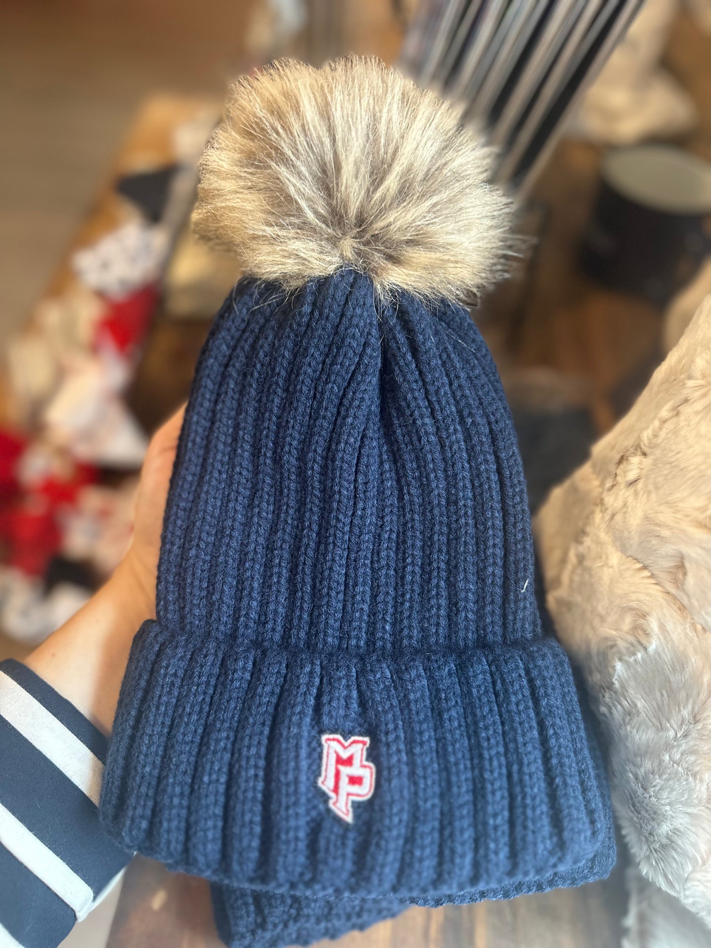 Navy MP Pom Pom Beanie
