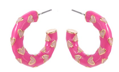 Color Coded Metal Heart Hoops