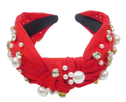 Pearl and Crystal Studded Knot Headband