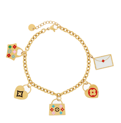 Heart & Charm Bracelet (gold dipped)
