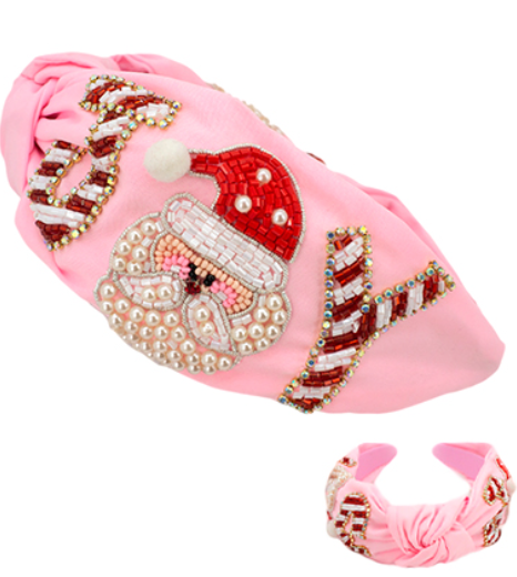 'JOY' Santa Beaded Headband