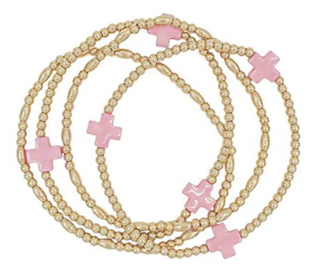 Cross Beaded Bracelets (Set of 4)