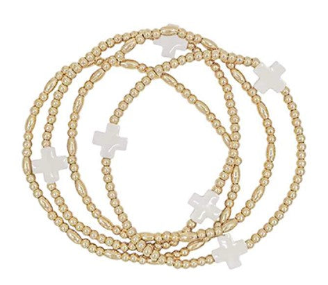 Cross Beaded Bracelets (Set of 4)